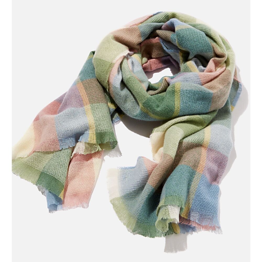 Cotton On Pine Green Chantelle Checkered Scarf Millie Soft Mid Weight Polyester